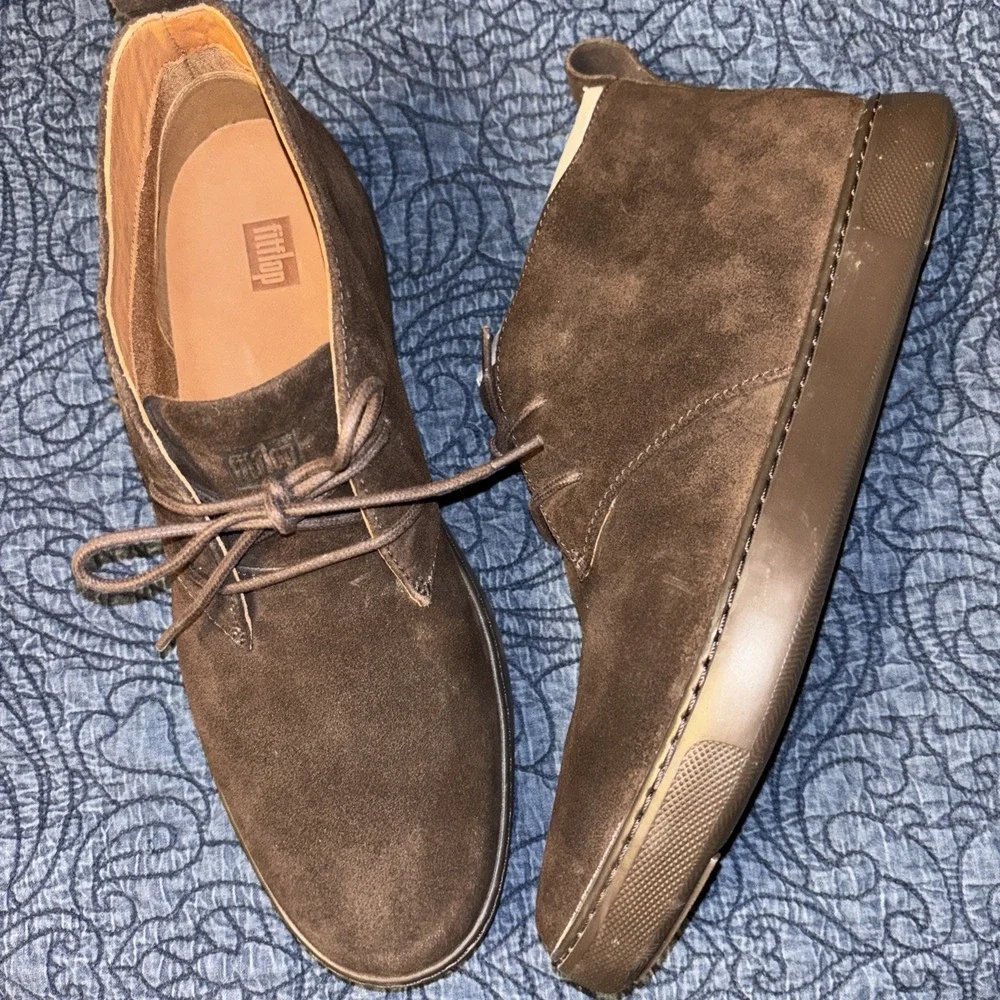 New Fitflop Zachery Men's US 10 EU 43 Brown Suede Chukka Ankle Lace Up Boots